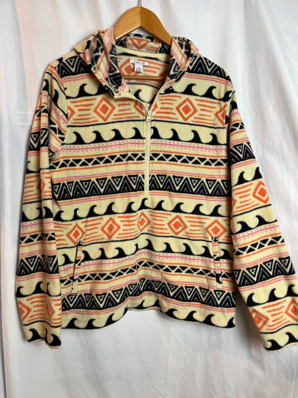 Women's O-Neil Polar Fleece Aztec Hooded Jacket, 1/2 zip Size L
